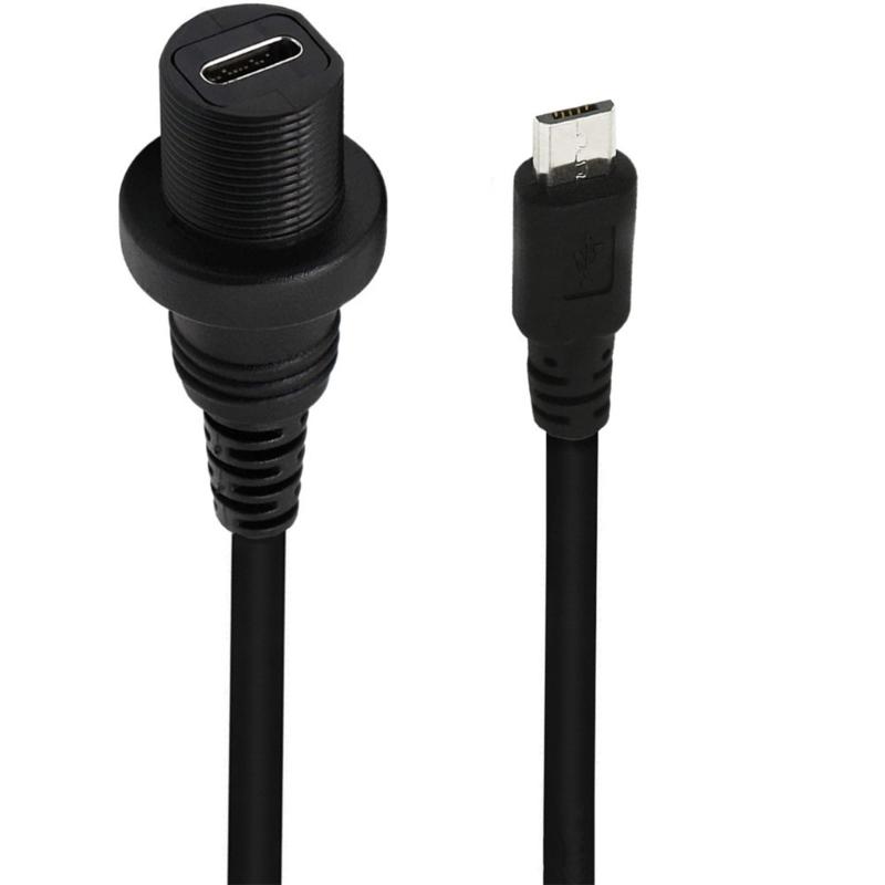 5Pin to USB C Adapter Cable, Flush Panel Mount Extension Cord for Car Truck Boats Vehicle Dashboards 30cm 1