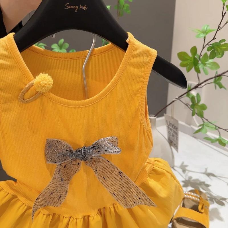 Rippstrickkleid für Mädchen Weiches Stretch-Trägerkleid Sanfter A-Linien-Rock Leichtes Sommerkleid Spielpartys