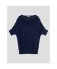 Anggae Wave Knit Half Sleeve Top Navy
