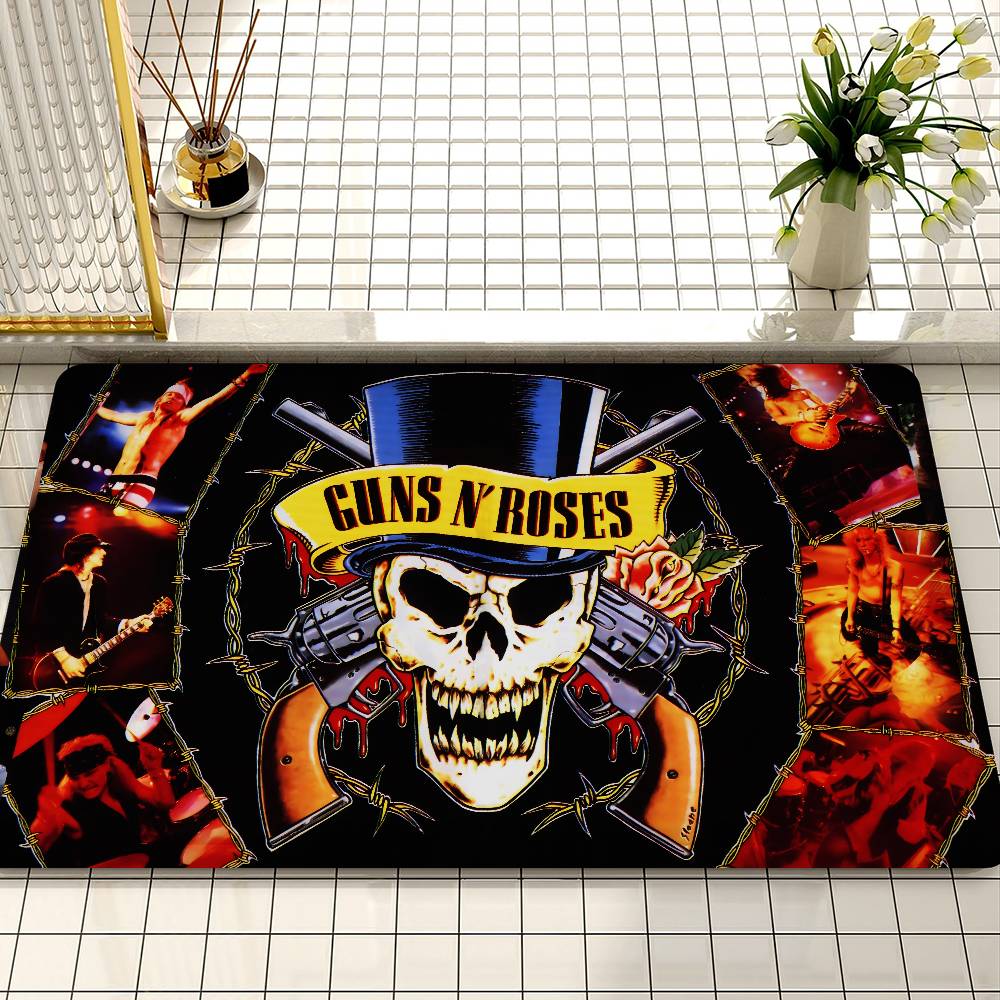 Rock G-Guns N-N R-Rose Band Door Mat Kids Room Bedroom Decoration Balcony Anti-Slip Doormat Living Room Doormat Area Rug