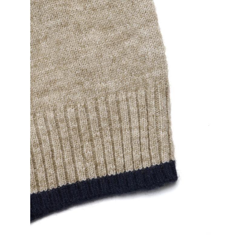 Women Half Turtleneck Color Block Long Sleeve Knitted Loose Pullover Sweater Casual Bottoming Top