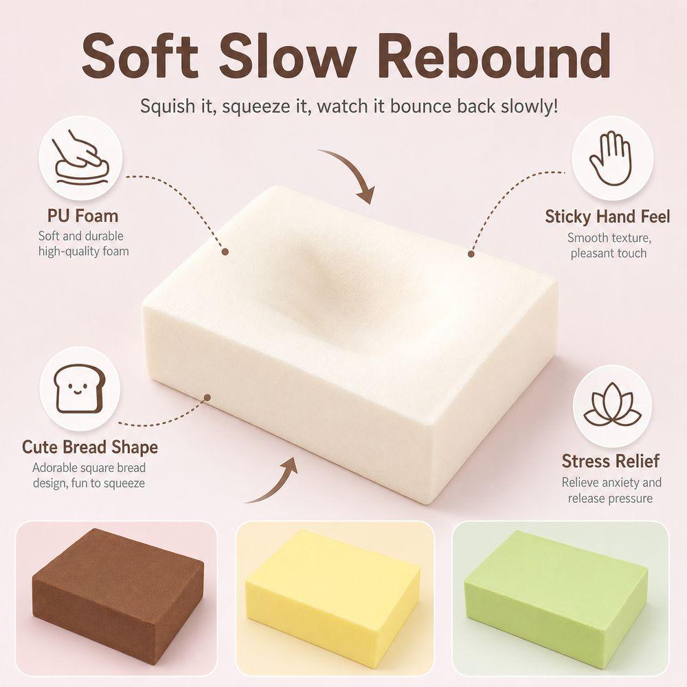Wet and Soft Square Bread Squeeze Toy Slow Recovery Slow Rebound Toy New Simulation Bread Toy