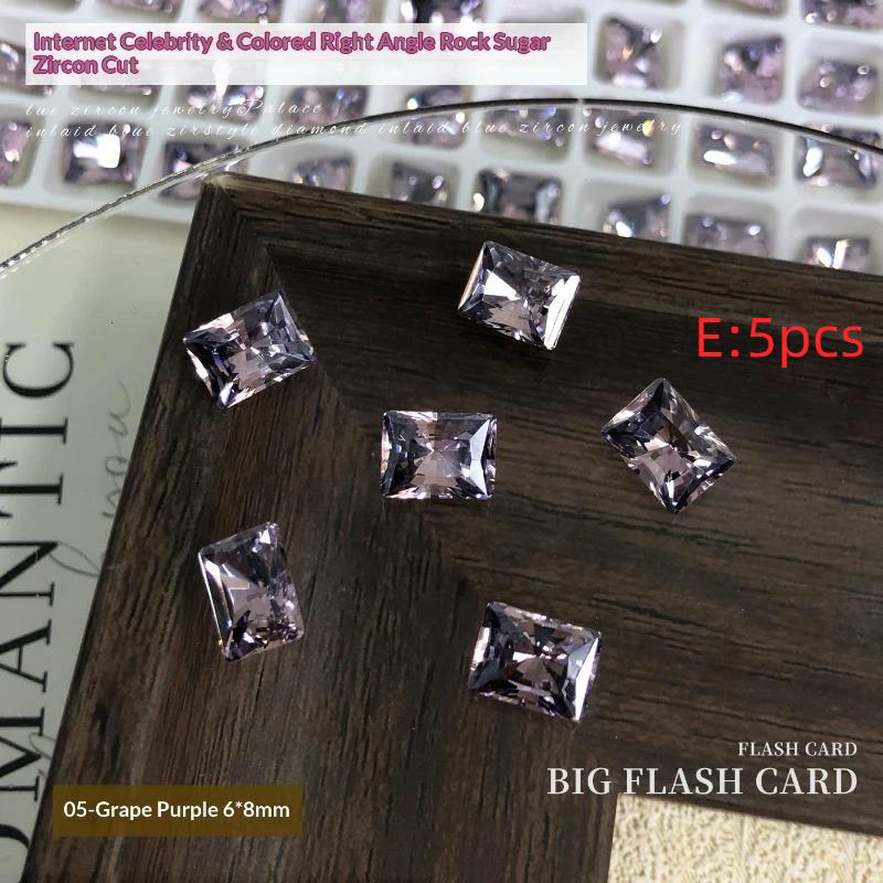5 Peças 6X8Mm Cores Sortidas Corte Retangular Zircônia Cúbica Com Acabamento Brilhante Perfeito Para Arte de Unhas DIY Joias Artesanato Design