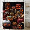 Close-Up Of The Pumpkin Monster Washable Dirt-Resistant Shower Curtain Shower Head Waterproof Polyester Bath For Home Decor