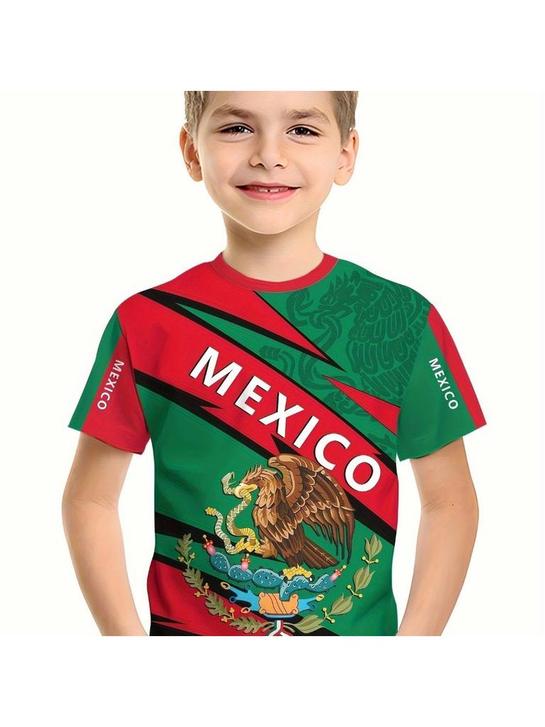 Summer Children's Clothing Boys Fashion Mexico Flag 3D Print T Shirt Short Sleeve