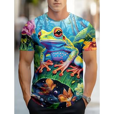 Harajuku Style Frog Pattern 3D Printed Men's T-shirt Summer Casual Short Sleeve T-shirt Kids Daily Streetwear Men's Y2k Clothes
