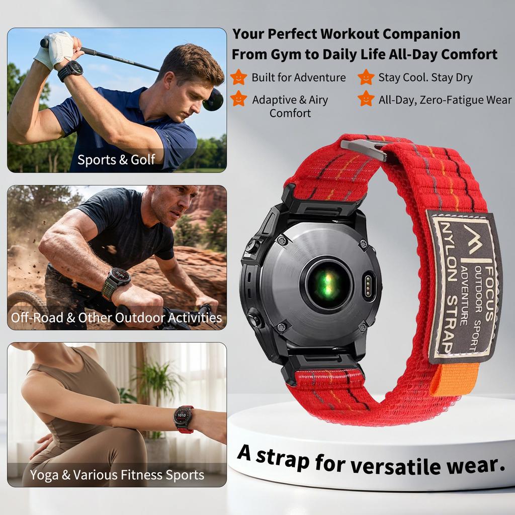 Cinturino a Passante in Nylon da 22/26mm per Garmin Fenix 8 51/47mm E 7 7X Pro 6 6X Cinturini QuickFit per Orologio Instinct 3 Quatix Epix Pro