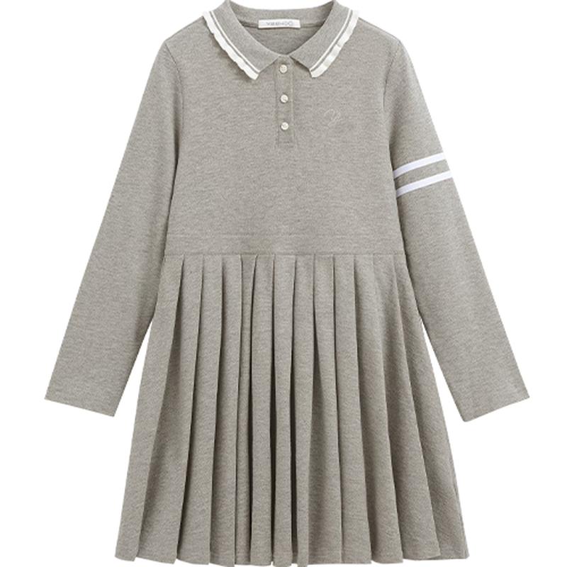 YEEHOO Girls Long Sleeve Pleated A-Line Dress 130