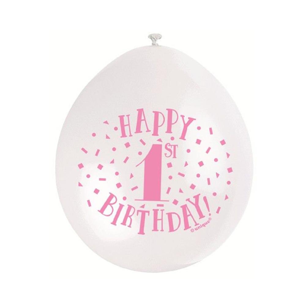 Unique Party Happy 1st Birthday Latex Balloons (Pack of 10)
