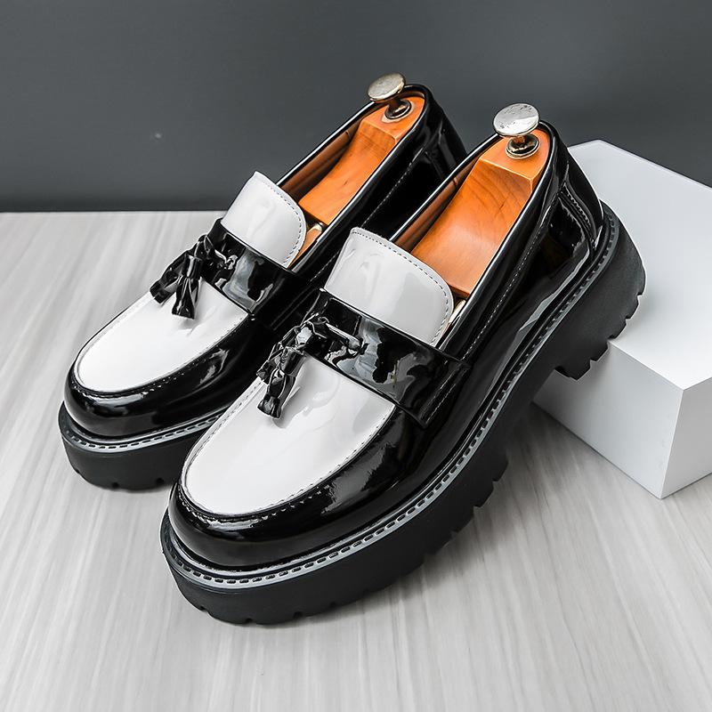 Men's large size light sole big head platform leather shoes spring and autumn new tassel British men's foot loafers men's