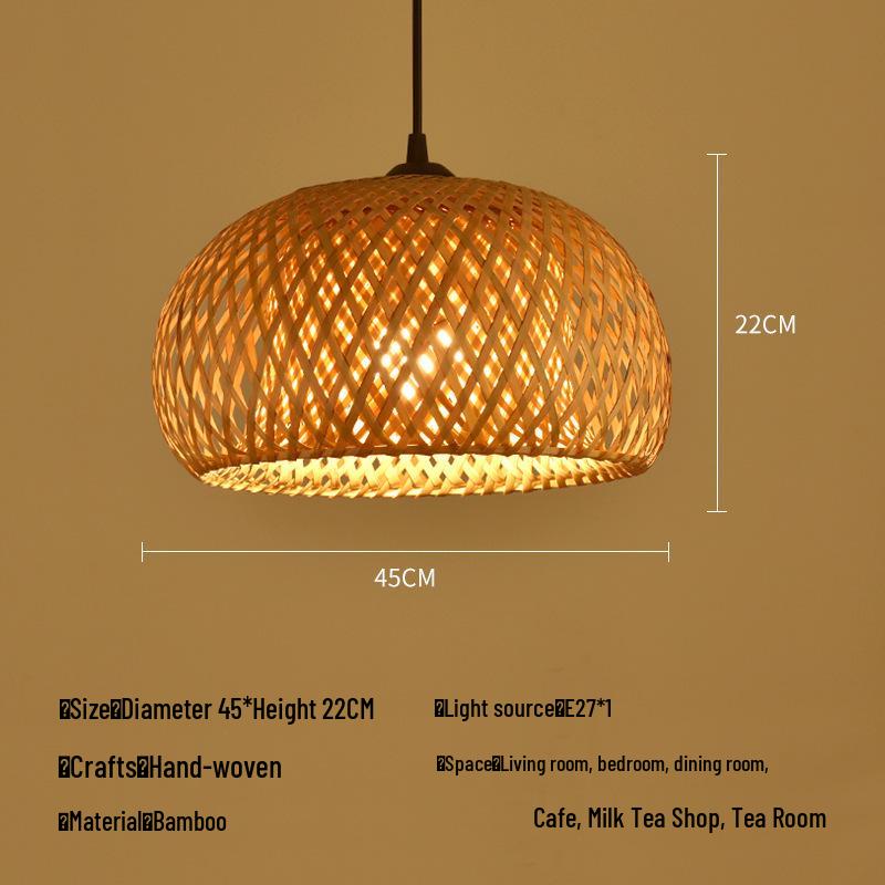 Zen Bamboo Pendant Lamp: Rattan Woven Japanese Tea Room Light