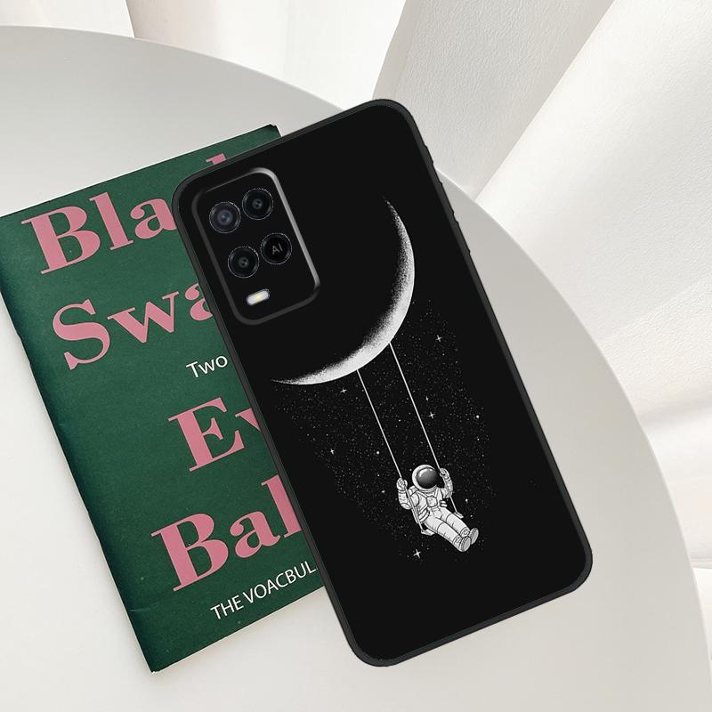 Moon Stars Space Astronaut Case For Oppo A54 A74 A94 A54S A57S A15 A16 A17 A52 A72 A76 A96 A58 A78 A98 A77 A5 A9 Cover