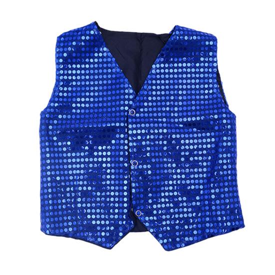 Children's Sequin Vest for Boys Stage Performance Costume Kids Hip-hop Jazz Dance Waistcoat Loose Fit Vest for Parties Performances