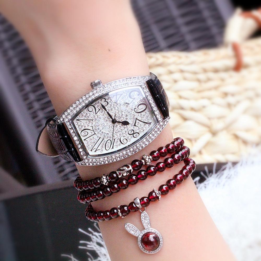 Counter Fashion Digital Face Wine Barrel Watch Women With Quartz Full Diamond Tide Watch
