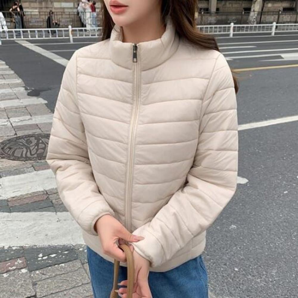 Navava Lightweight Warm Plain High Neck Long Sleeve Padded Jacket Nc475