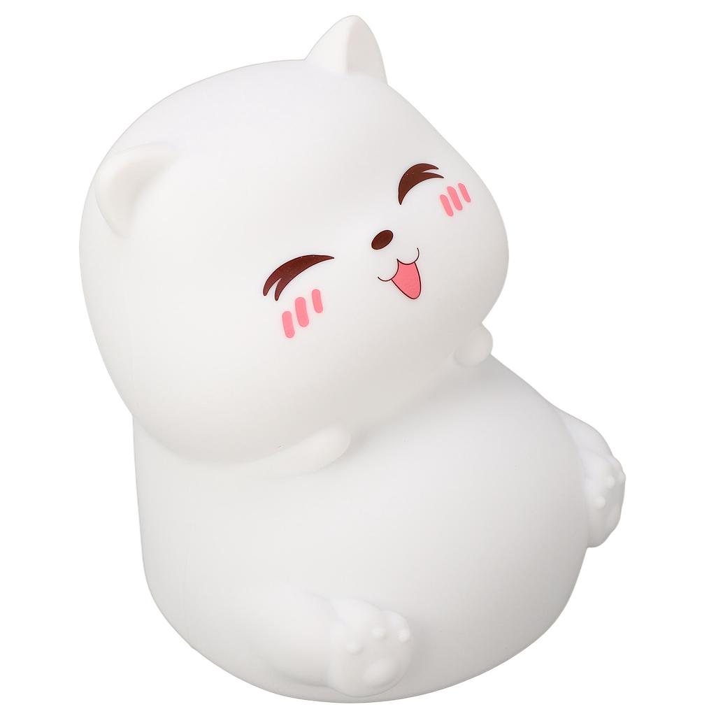 Silicone Night Lamp Cute Cat Tap Control   Color Rechargeable Soft Night Light for Bedroom