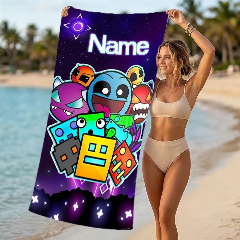 Customizable Personalized Beach Towels Geometry Dash Themed designs.Suitable for the Beach, Yoga, Sports;ideal As Beach Accessories
