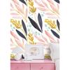 HAOKHOME Watercolor Forest Peel and Stick Wallpaper Removable White/Pink/Navy/Yellow Floral Vinyl Self Adhesive Shelf Liner 17.7in x 9.8ft