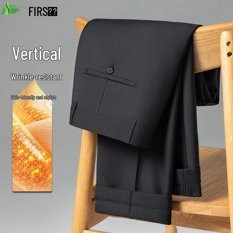FIRS Men s Autumn/Winter Thick Wrinkle-Resistant Straight-Leg Business Casual Pants 36
