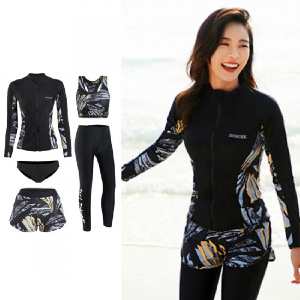 Fruitry Women 5 Piece Rash Guard Set Swimwear Jacket