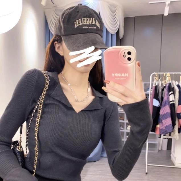 Dámský růžový pletený svetr s dlouhým rukávem slim fit Zeštíhlující jednobarevný pulovr