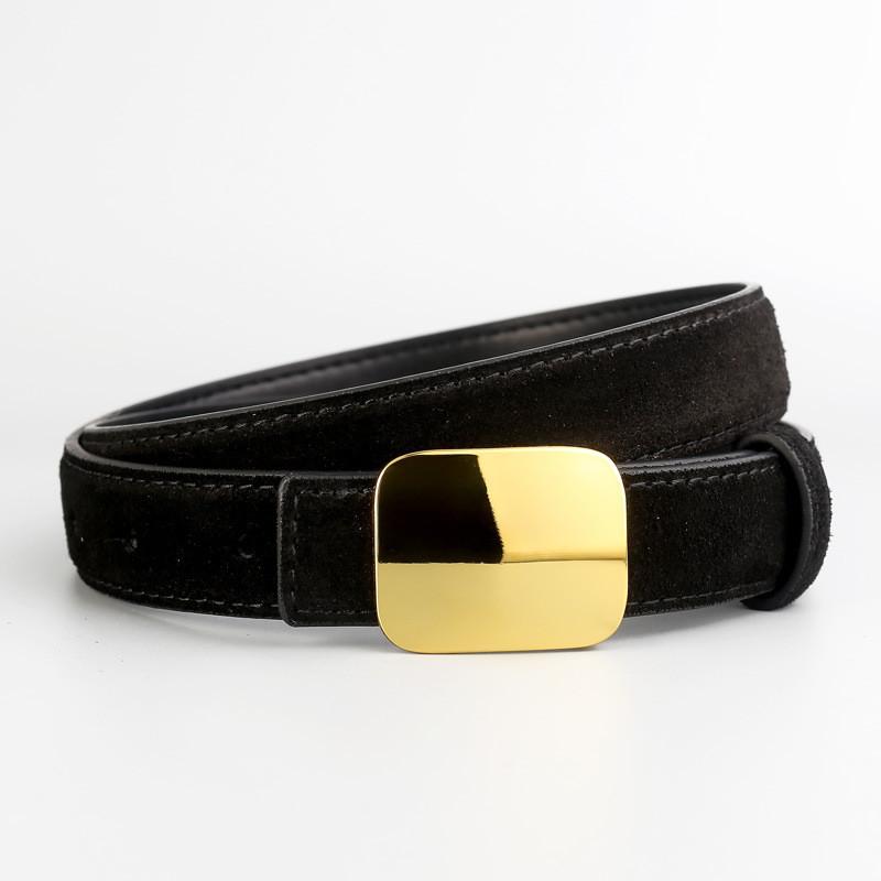 Womens Genuine Leather Belt With Alloy Buckle For Casual And Office Wear Black Suede