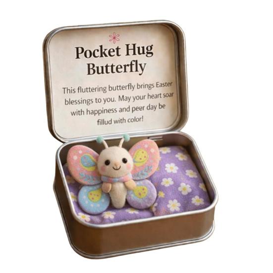 Пасхальная Коробка  Карманное Объятие  Фигурка Иисуса/Зайца/Овечки/Цыпленка/Бабочки/Камня из Фетра в Коробке с Открыткой Наполнители для Пасхальной Корзины Вдохновляющий Подарок для Женщин E