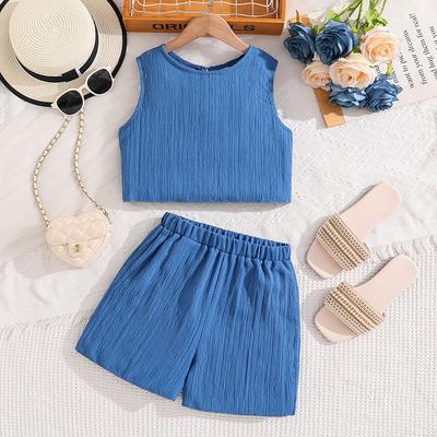 Girls' Fashion Set 2025 Summer Children's Sleeveless Top Shorts Casual Two-piece Set