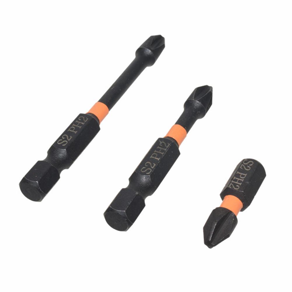S2 Alloy Steel Cross PH2 Bit 1/4 Hex Shank Electric Screwdriver Bits Tips Impact Resistance Hand Tools for Electrician Mechanic