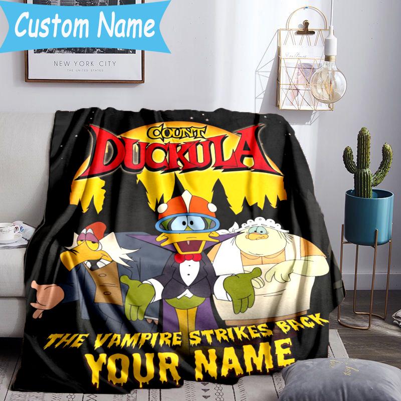Custom Name Count Duckula Blanket Flannel Blanket for Camping, Hiking, Garden Parties, Picnic Essentials,gift for family and friend