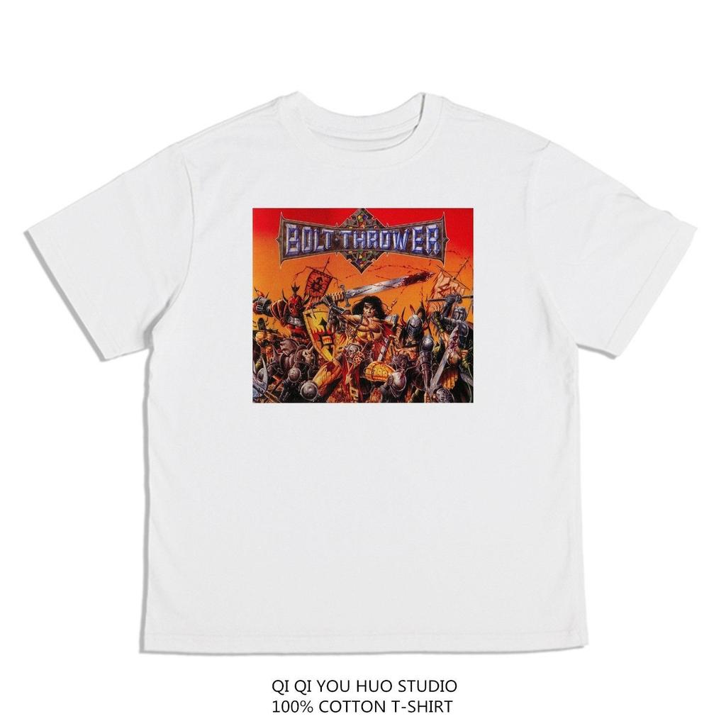 T-shirt Stampata Album Death Metal Britannico Bolt Thrower Manica Corta Uomo e Donna Camicia da Notte da Uomo