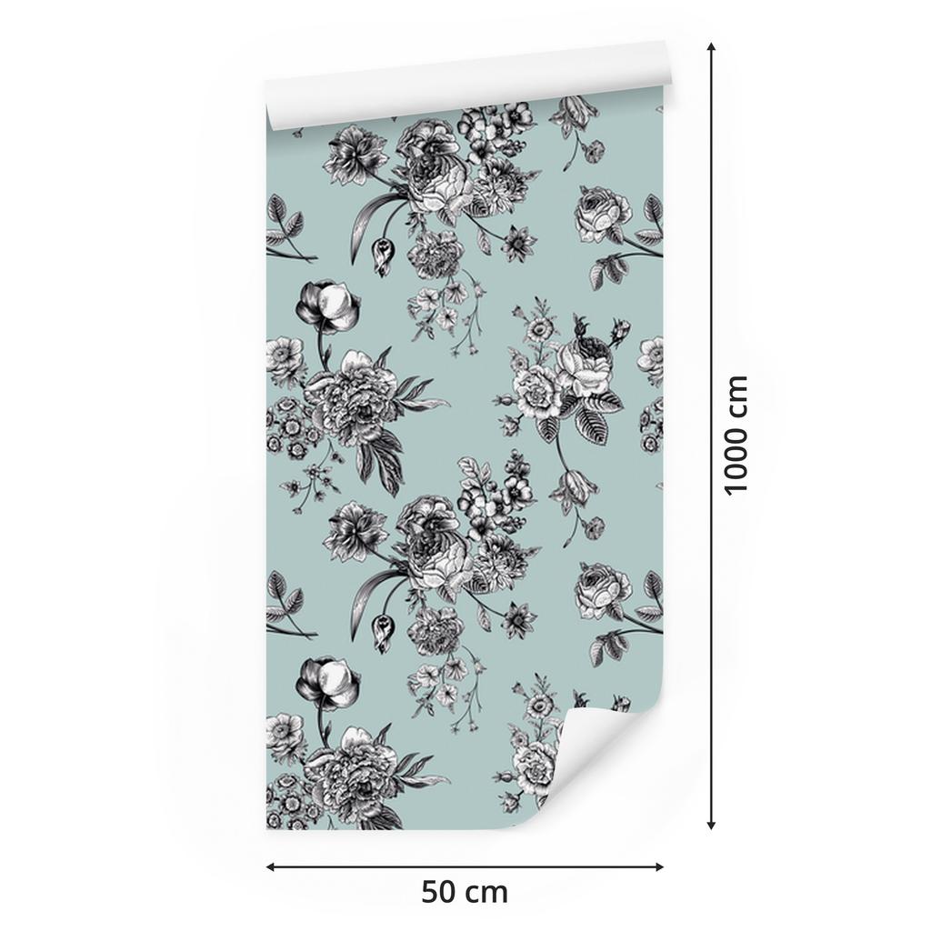 Stylish Blooming Flowers Wallpaper for Living Room and Bedroom 50x1000