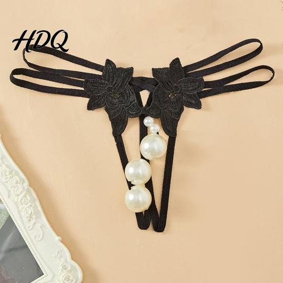 Perizoma Ricamato a Fiore da Donna Sexy Perla Sintetica G-String Perizoma Vita Bassa Floreale Biancheria Intima Erotica con Laccetti Schiena a Y Panty Elastiche Seducenti
