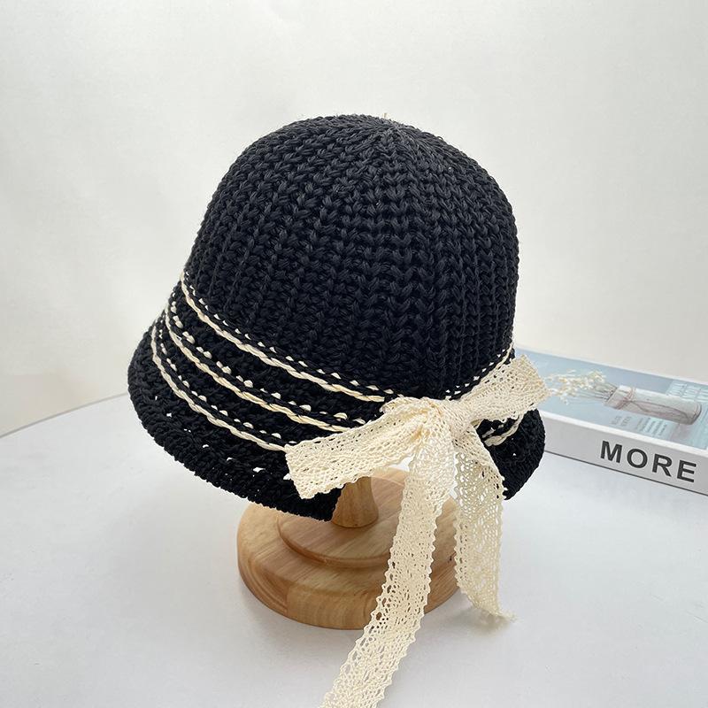 Knitted fisherman's hat children's breathable hollow sun hat spring and summer face small casual versatile beach basin hat