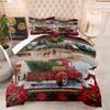 Quilt Fat Quilt 3d Digital Printing Christmas Feather Silk Cotton Quilt Cover Three-piece Set