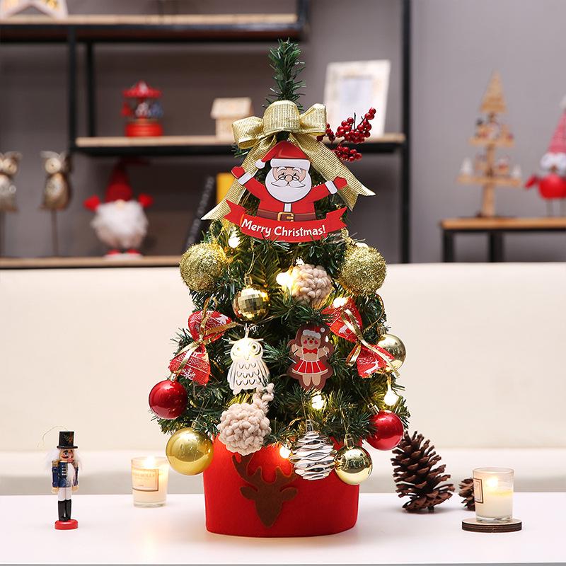 Qingmeng Luxury Dense Korean-Style Christmas Tree - 45CM/60CM Desktop Ornament.