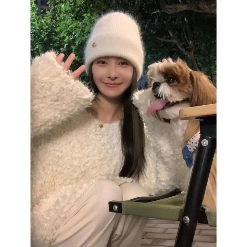 

Нежный розовый мягкий восковой плюшевый свитер осень и зима новый ленивый стиль молочный сладкий длинный рукав свитер для женщин One size