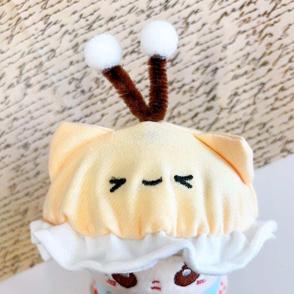 Yellow Frilled Hat & Shirt Set for Plush Toys [10cm], Plush Clothes, Kigurumi Accessories, Otaku Activities, Doll Mascot, K-Pop Doll Costume [Used]