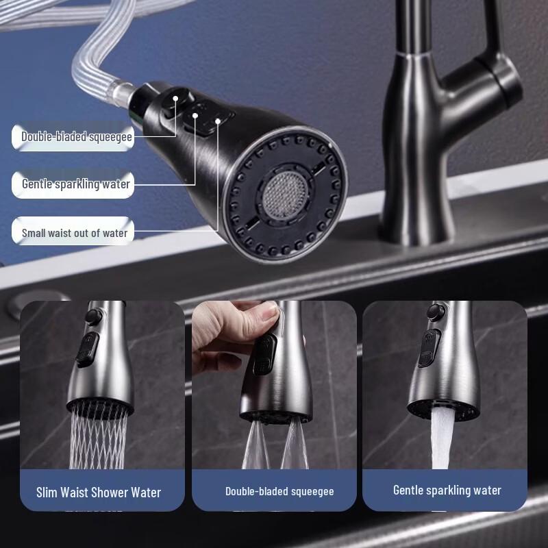 TLXT Brass Pull-Out Kitchen Faucet