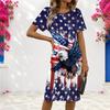 Women Plus Size Short Sleeve Round Neck Black Skull Rose Printed Fitted Dress