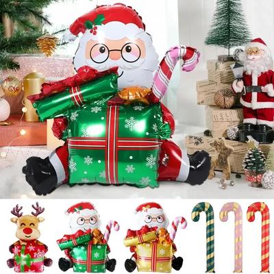 Standing Santa Claus Foil Balloon 2025 Number Balloons Christmas Decoration for Home Navidad New Year Party 2025 Decor Supplies
