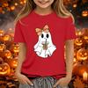 Kids Halloween Printed Short Sleeve T-Shirt Loose Fit Round Neck Casual Tee