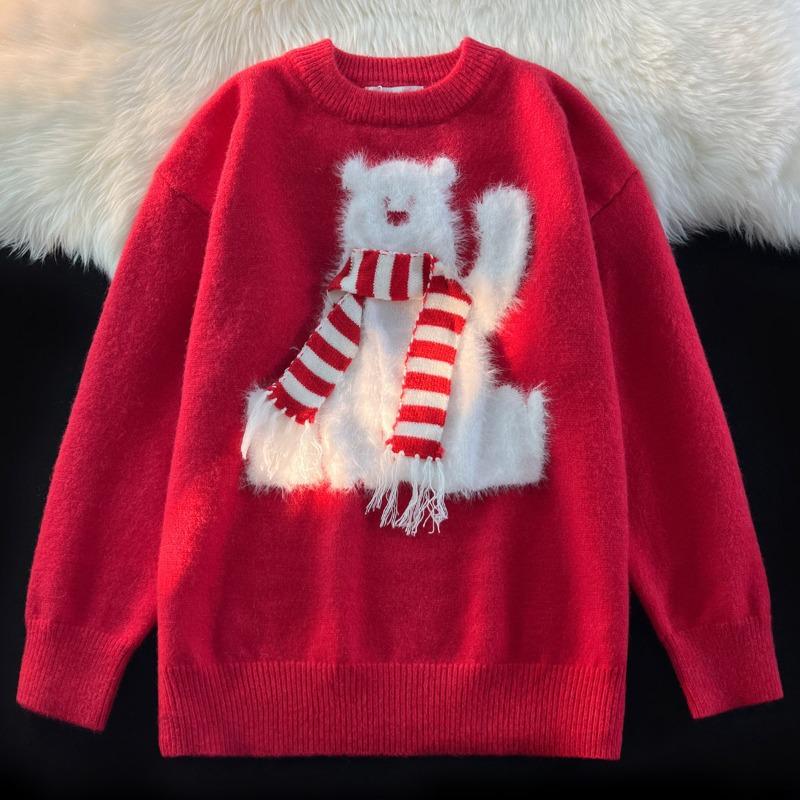 

Новогодний красный свитер для пары с узором Fair Isle 2025 - Уютный рождественский стиль из арктического флиса XXL красный