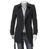 Korean Style Men's Autumn/Winter Double-Breasted Wool Coat with Shoulder Badge
