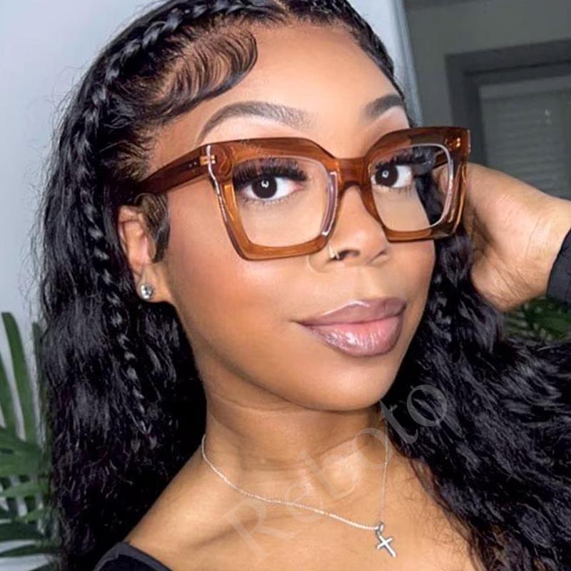 Square High Quality Eye Glasses Frames For Women Designer Luxury Clear Computer Eyeglasses Fashion Oversized Optical Eyewear