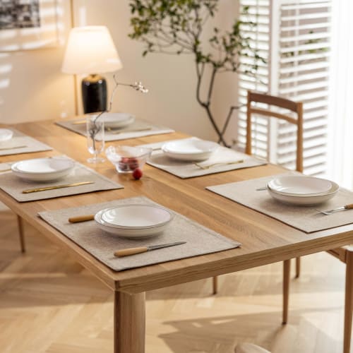 Demetex Cotton-Linen Placemats, Double-Layered, Solid Color, Japanese Style, Flexible, Thick, Insulated, Non-Slip, Easy to Clean, Washable, Kitchen De