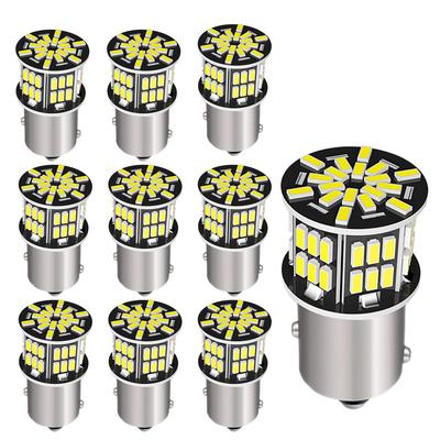 Autart S25 Single LED for Cars and Side Turn Backup and Position Pack of 10 Bulb, 12V-24V, Ultra-Bright Bulbs, 3014SMD, Universal, 6000-6500K, Trucks,