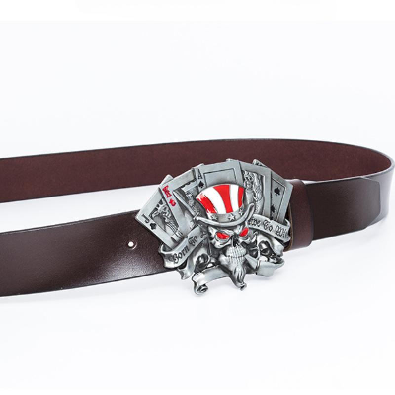 Skull Alloy Silver Belt Button Head Belt Button Head Playing Card Buckle Fashion Youth Belt