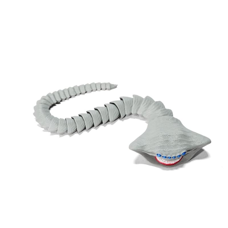 3D Printed Sea Monsters Realistic Sea Monsters Figurines Statues Ornament Cute Articulated Fidgety Toy for Animal Lover S серый