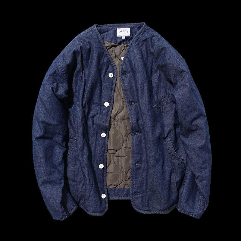 

Японская куртка осень-зима толстая стеганая с V-образным вырезом 3XL синий